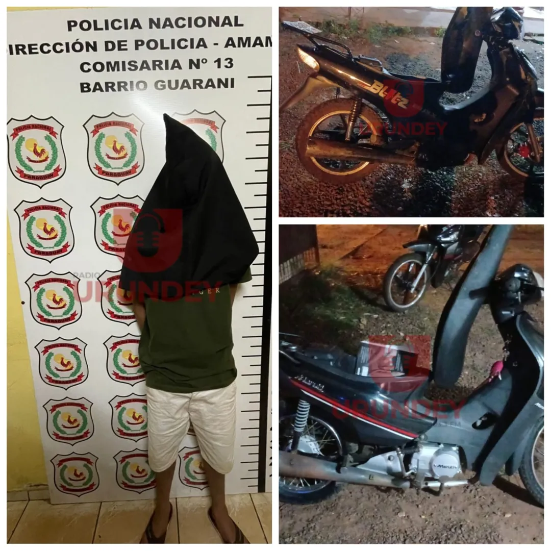 Menor de 17 años cae por hurto de motocicleta en Pedro Juan Caballero