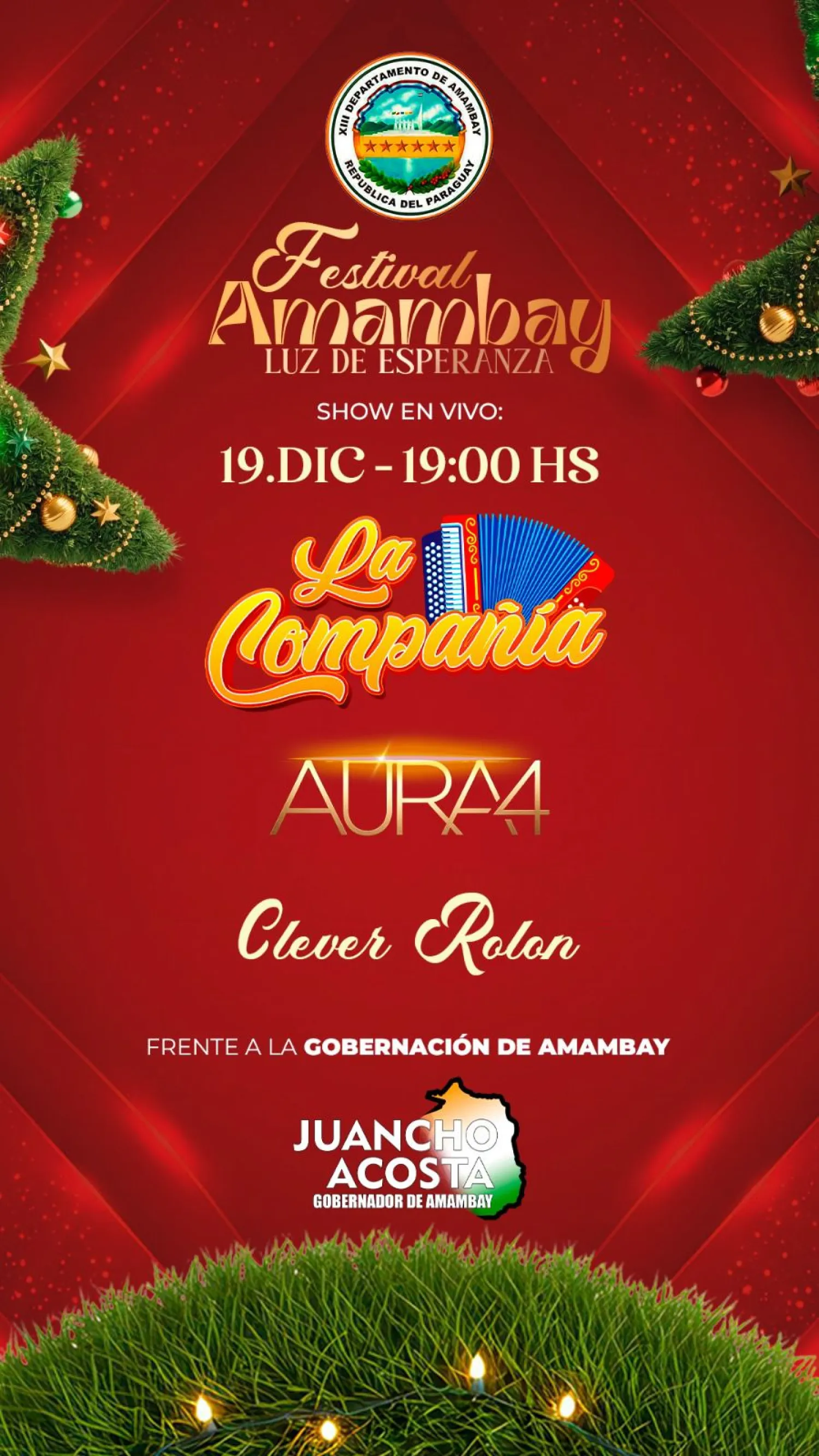 Prosigue en su segundo día el festival navideño “Amambay Luz de Esperanza” frente a la Gobernación