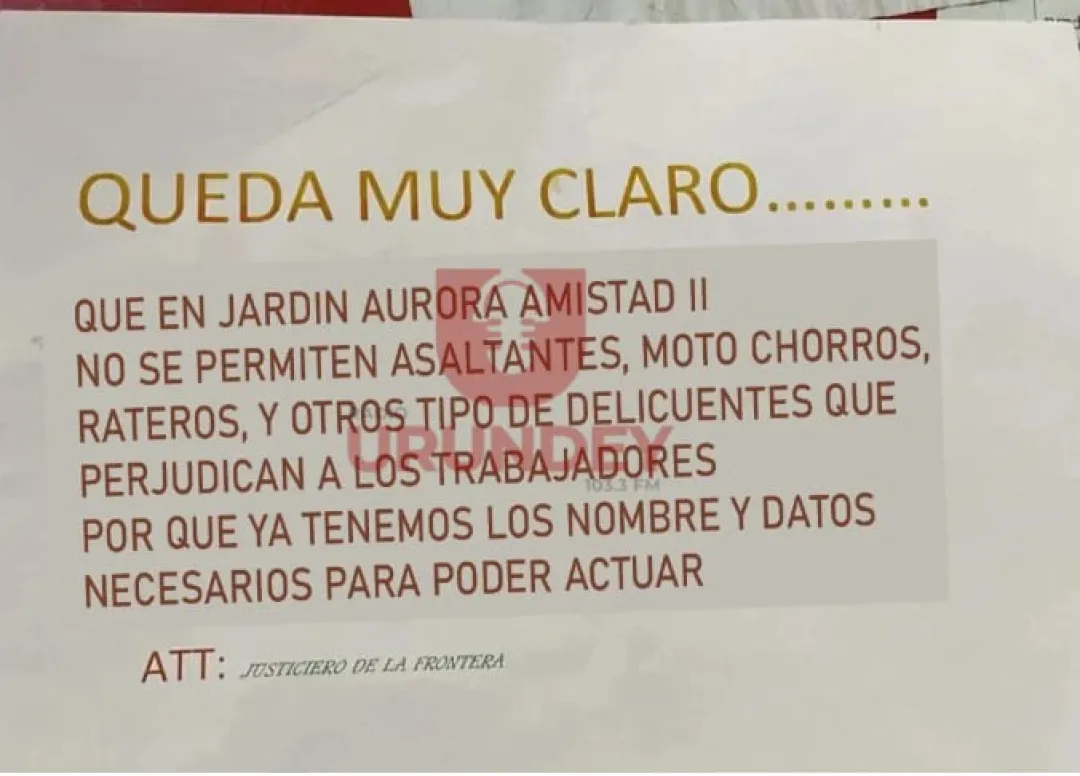 Hallan panfleto con amenazas de "Justicieros de la Frontera" en Pedro Juan Caballero