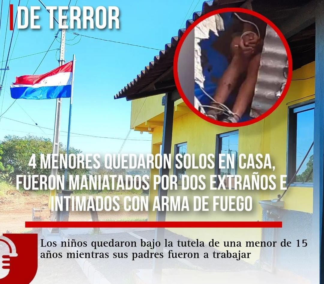 Cuatro menores fueron maniatados por extraños que ingresaron a la casa en busca de una persona