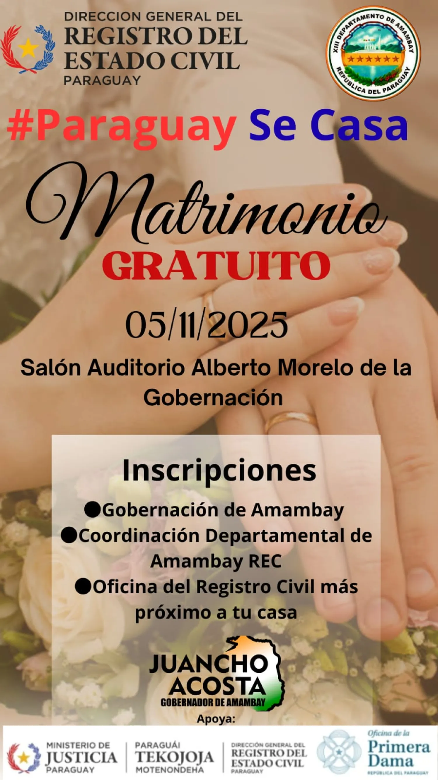 Campaña #ParaguaySeCasa llega a Amambay con boda masiva y sin costo