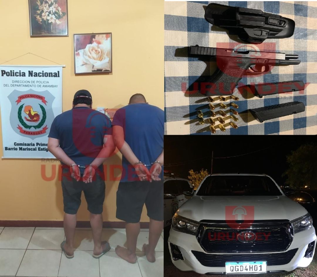 Detienen a dos hombres con un arma de fuego y camioneta de dudosa procedencia