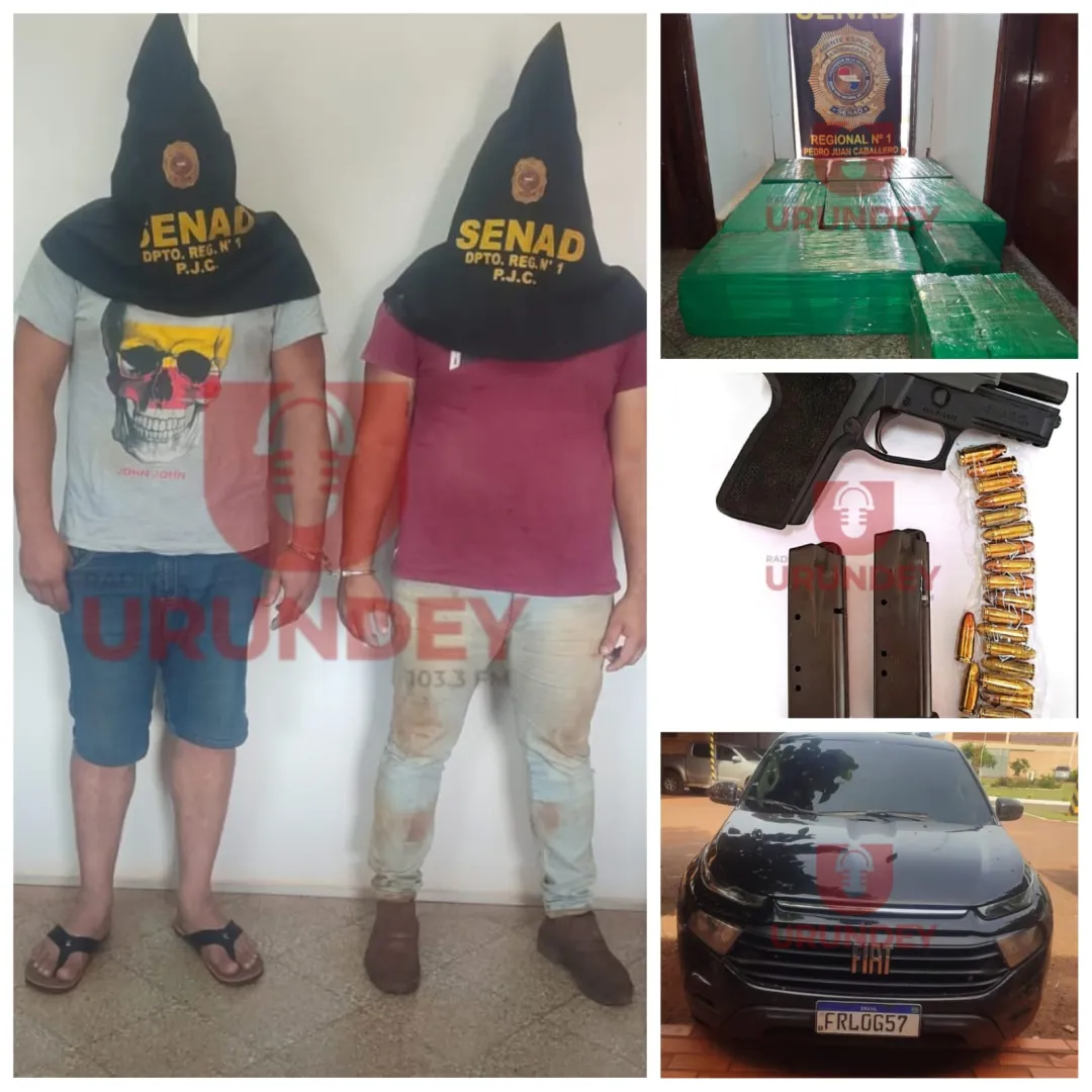 Dos hombres fueron detenidos en Capitán Bado con armas y 10 toneladas de marihuana