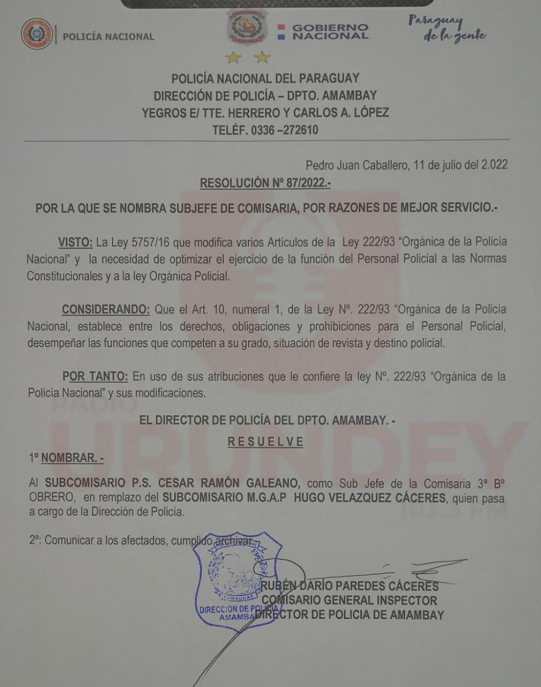 Cambian subjefe de la Comisaría 3ra tras denuncia de agresión policial