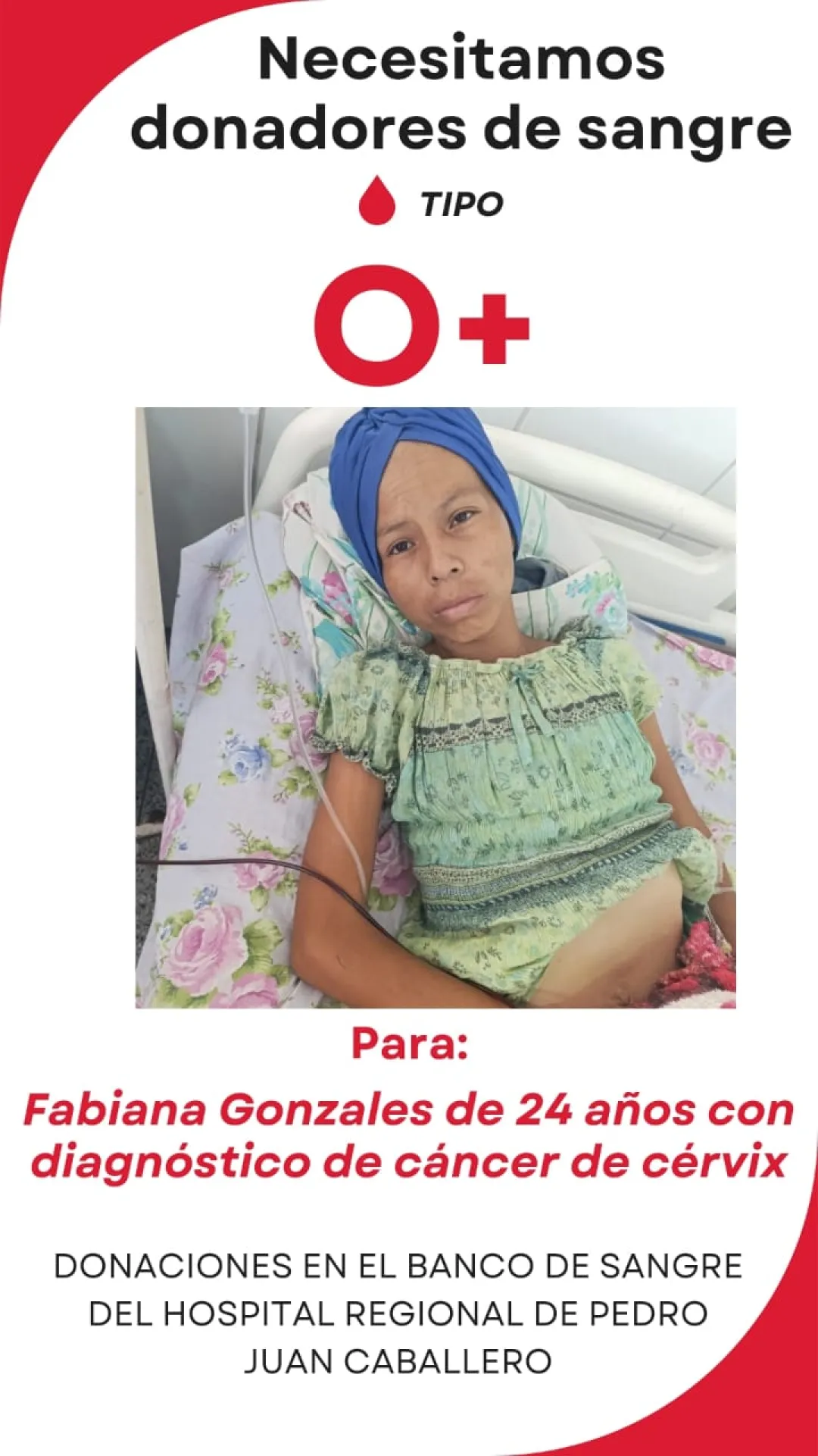 Joven enferma de cáncer necesita sangre y familia apela a la solidaridad ciudadana