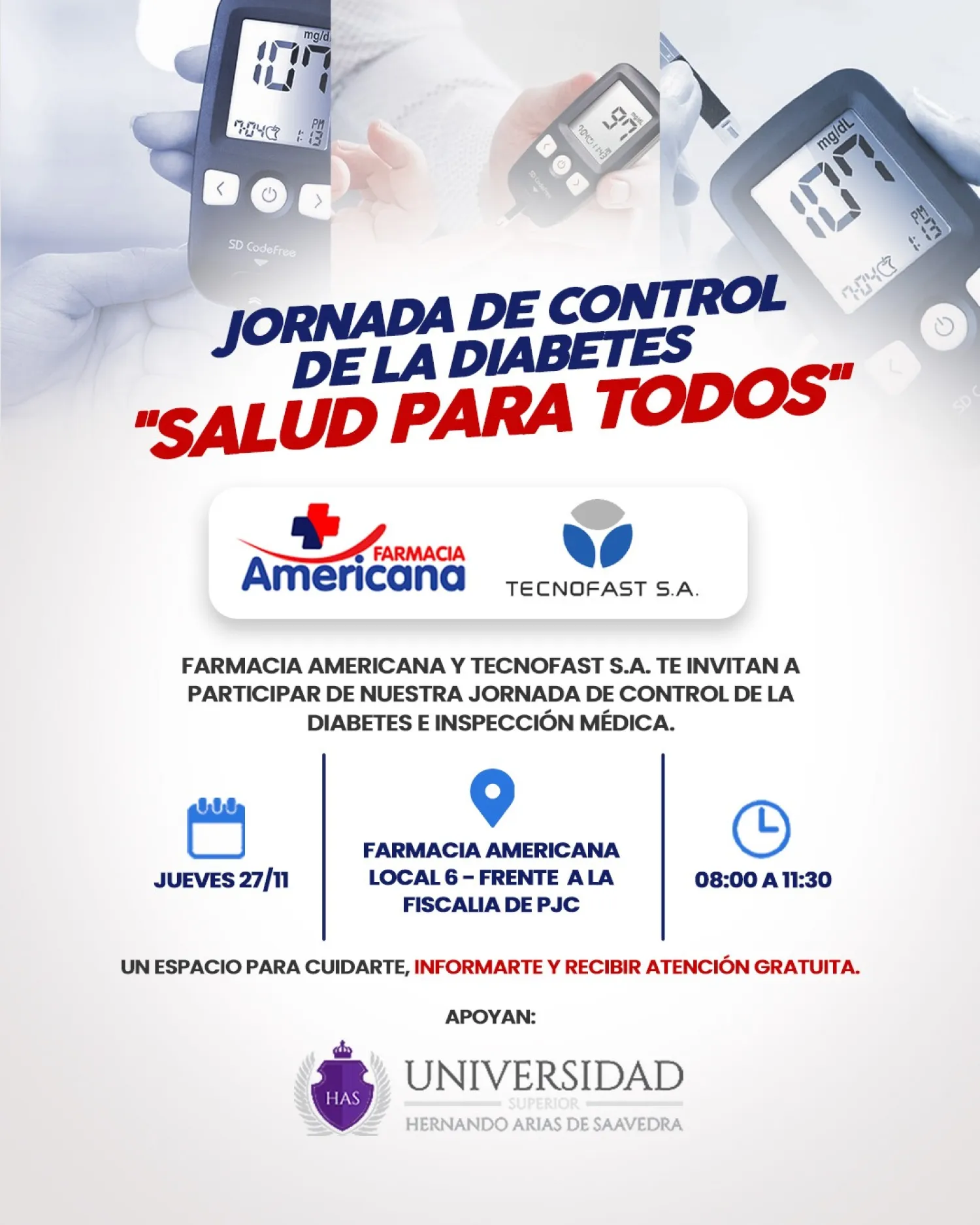 Jornada gratuita de control de la diabetes y exámenes médicos en Pedro Juan Caballero
