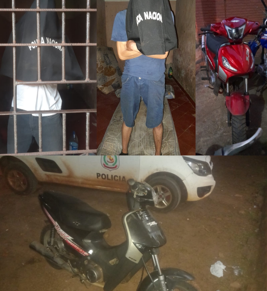 Recuperan dos motocicletas hurtadas y aprehendieron a hombres con frondosos antecedentes