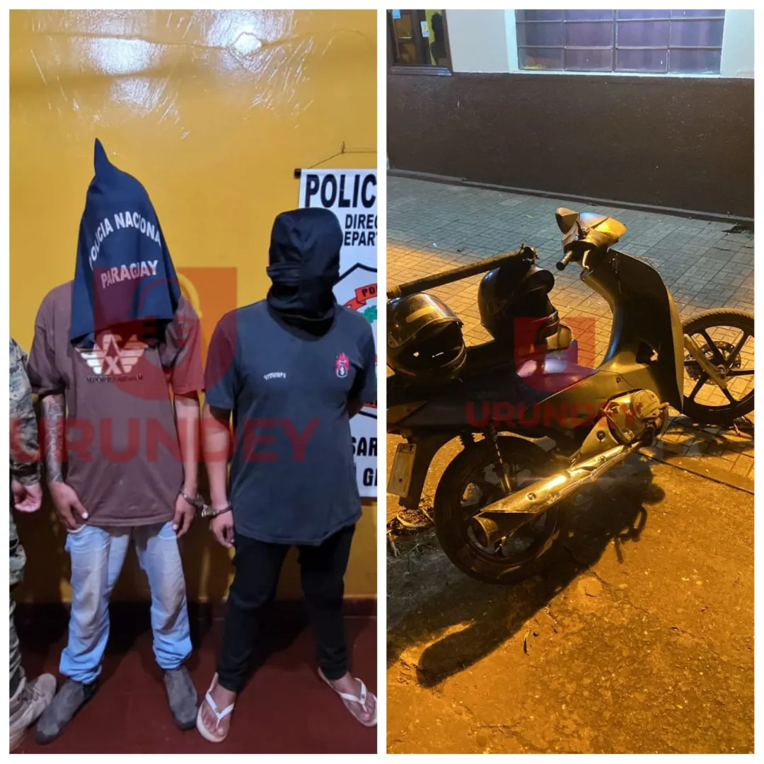 PJC: Policía detiene a dos menores con motocicleta indocumentada y con un tubo de metal