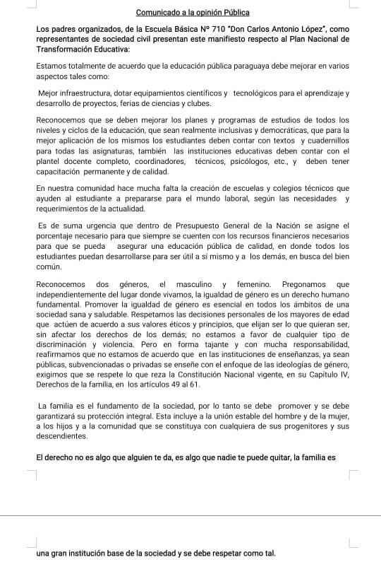 Padres de PJC se oponen a introducción de ideología de género a través de Transformación Educativa