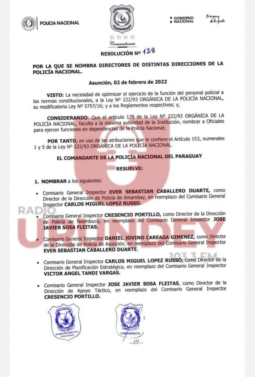 Nombran a nuevo director de la Policía Nacional en Amambay