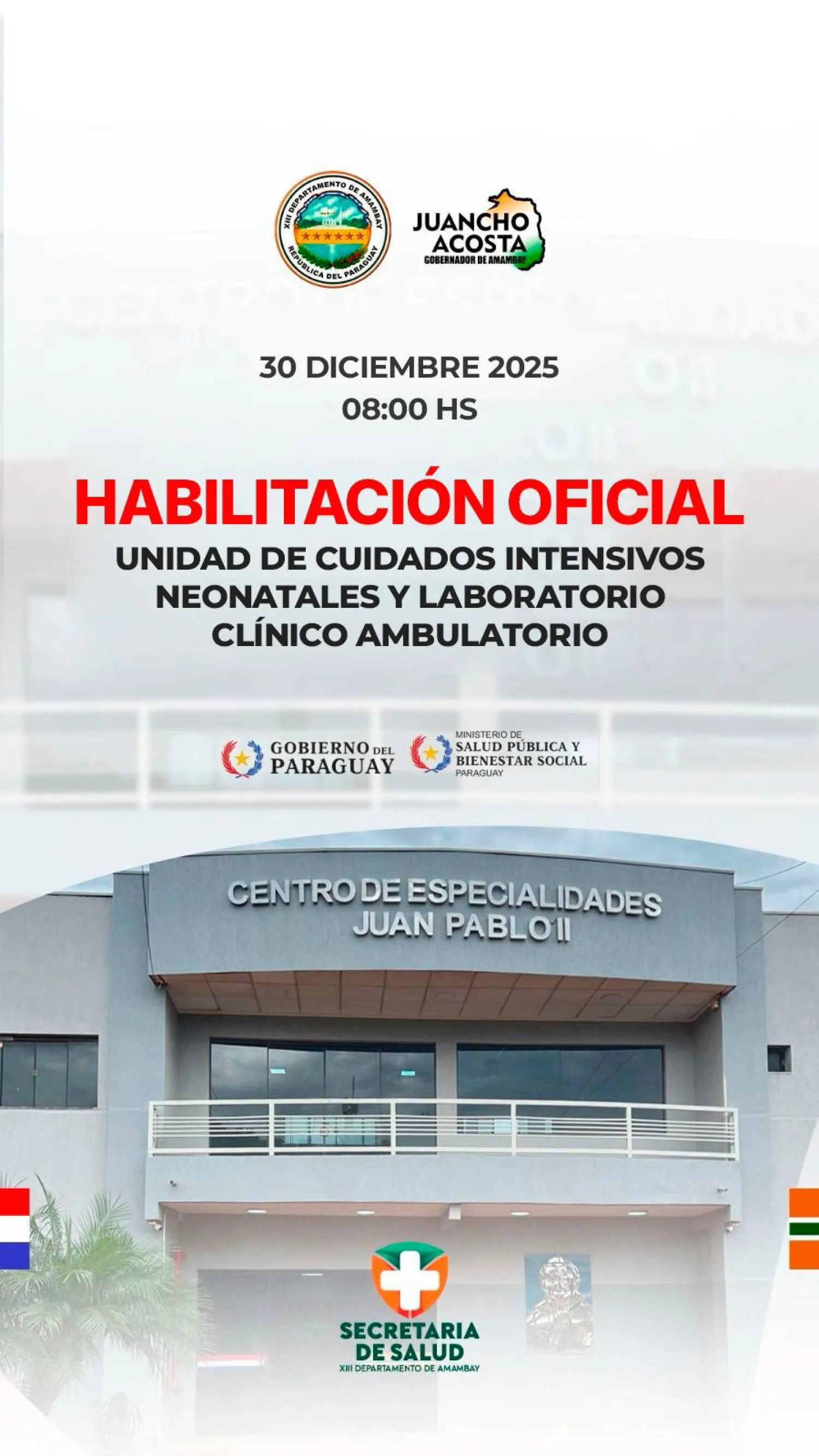 Inaugurarán la primera unidad de terapia intensiva neonatal del norte del país en Amambay