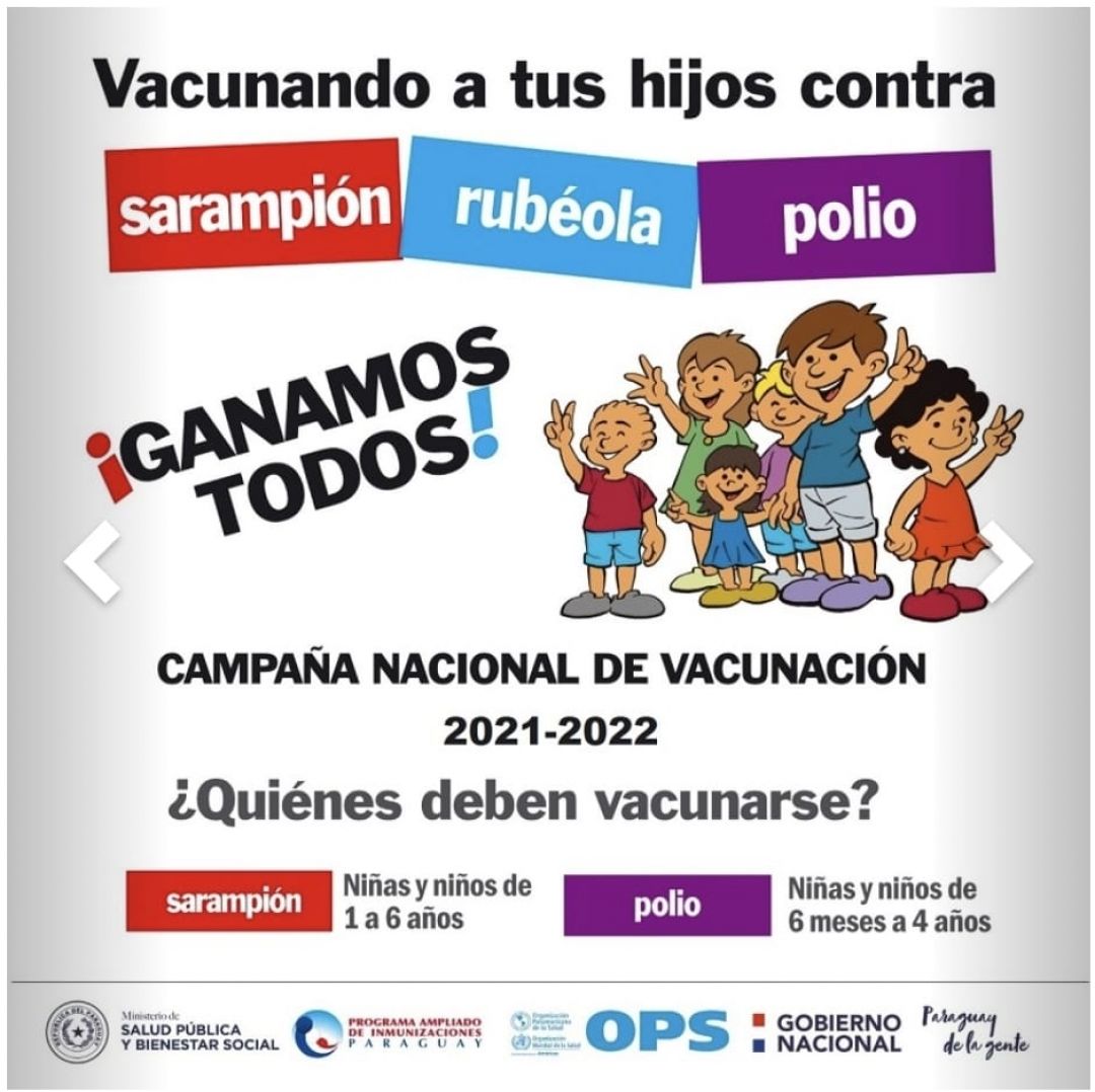 Salva la vida de tus hijos, vacúnalos con una dosis adicional de sarampión, rubéola y poliomielitis