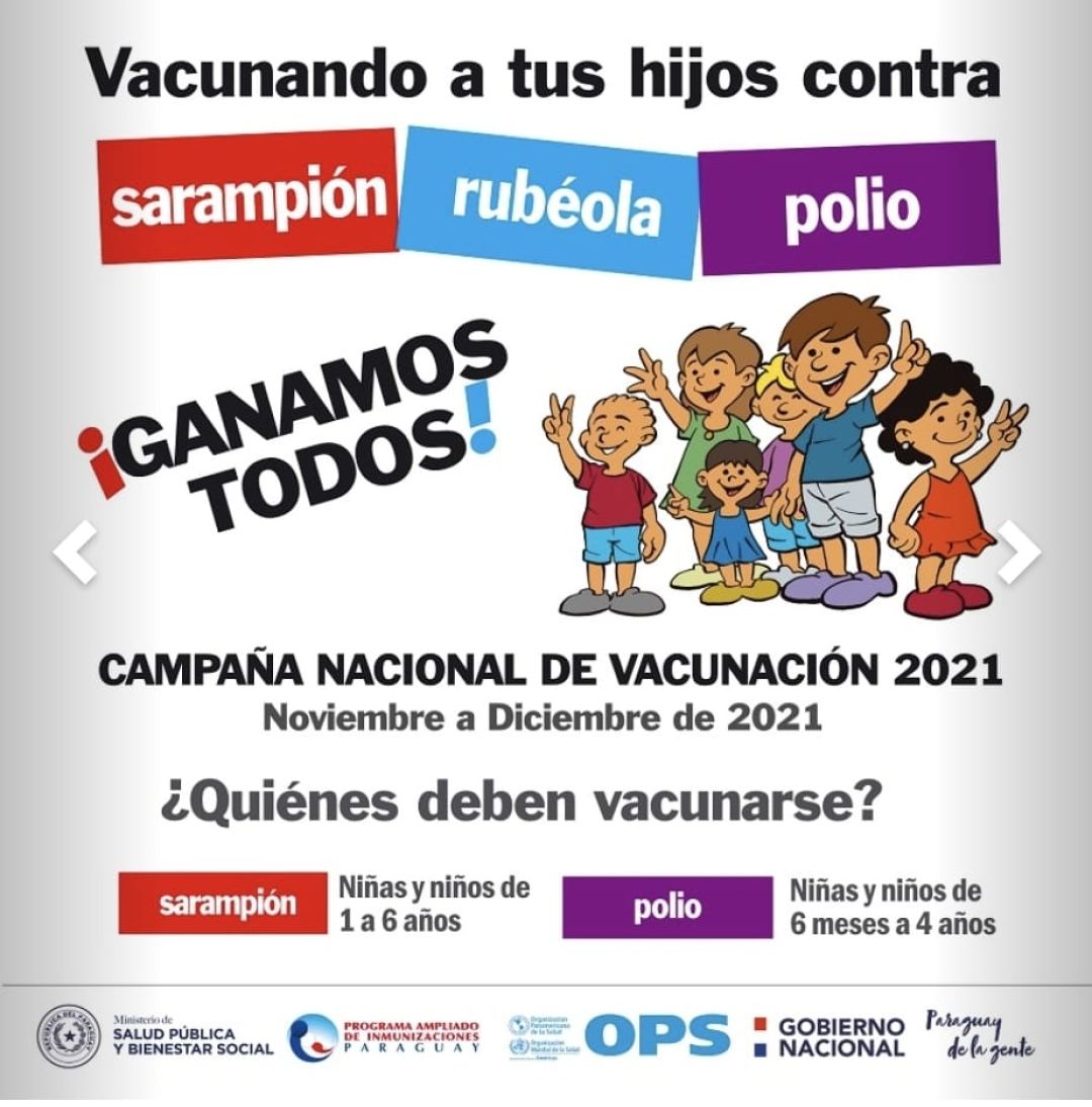 Salud prepara vacunación contra el Sarampión, la Poliomielitis y Rubéola