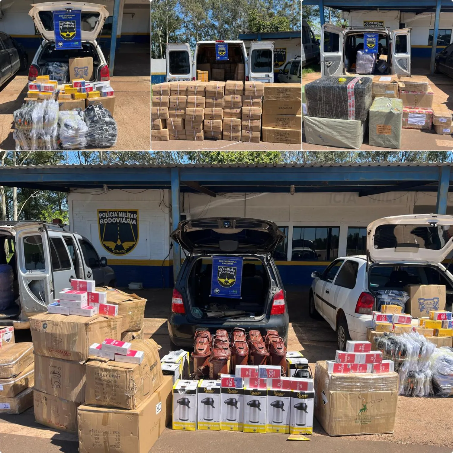 Policía Militar Rodoviária incauta tres vehículos con productos de contrabando en Ponta Porã