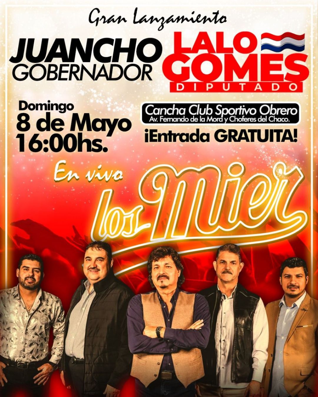 Gran lanzamiento de Juancho Acosta Gobernador y Lalo Gómes Diputado será hoy con Los Mier
