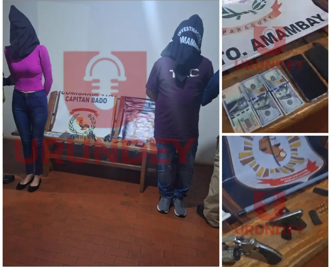 Detienen a una pareja con armas de fuego en Capitán Bado