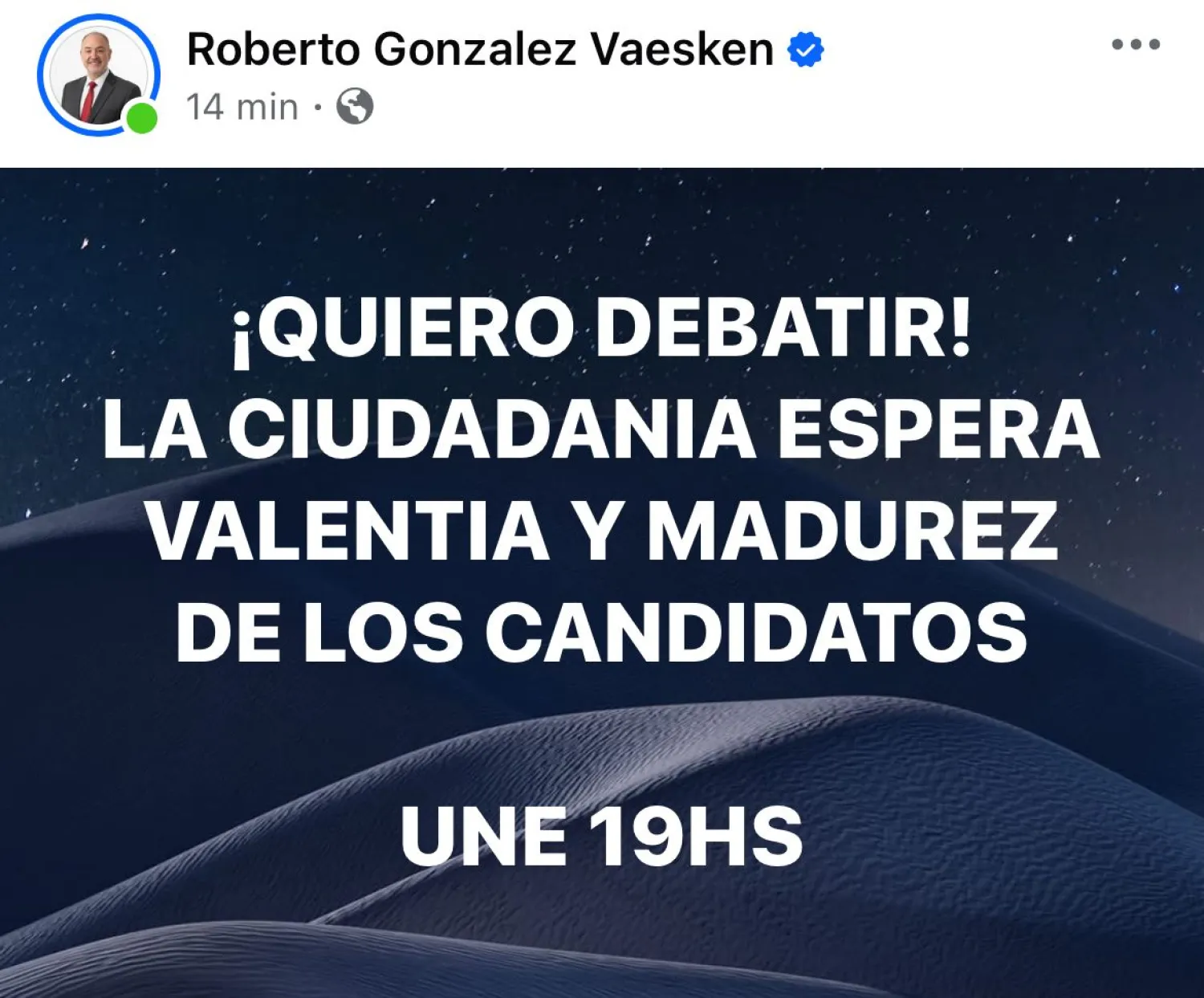 Pereira Mujica huye del debate frente a Roberto González Vaesken