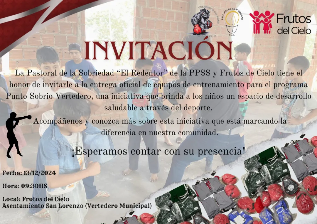 Entregarán equipos de boxeo para niños del asentamiento San Lorenzo
