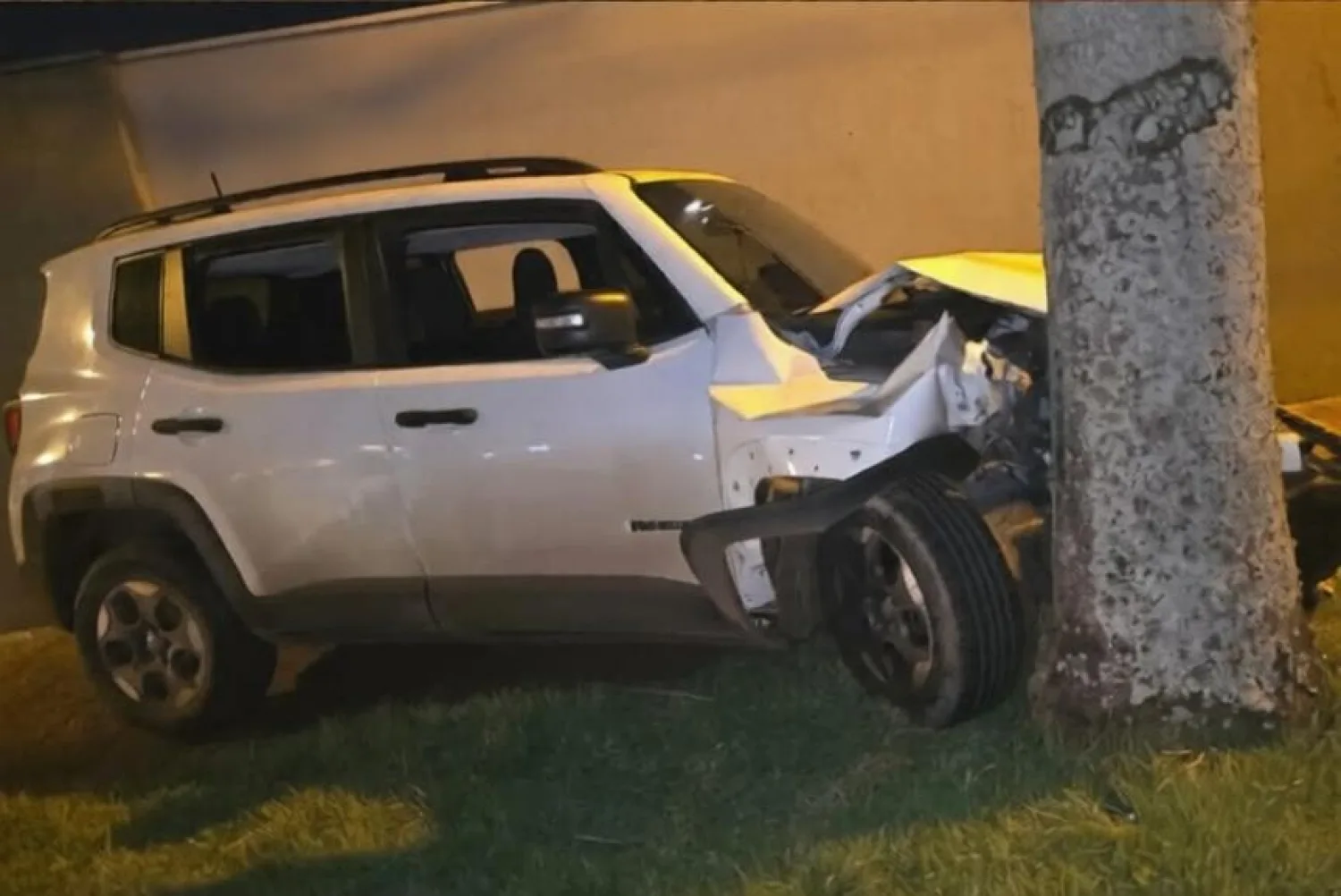 Una camioneta esquivó a una moto y chocó contra un árbol en Pedro Juan Caballero