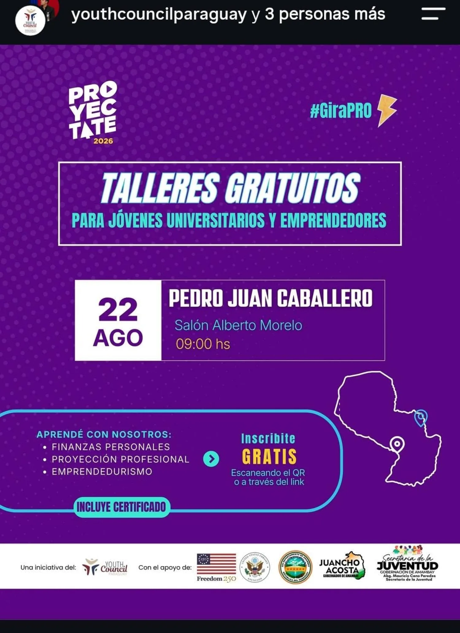 Ofrecen talleres gratuitos para jóvenes universitarios y emprendedores en Amambay