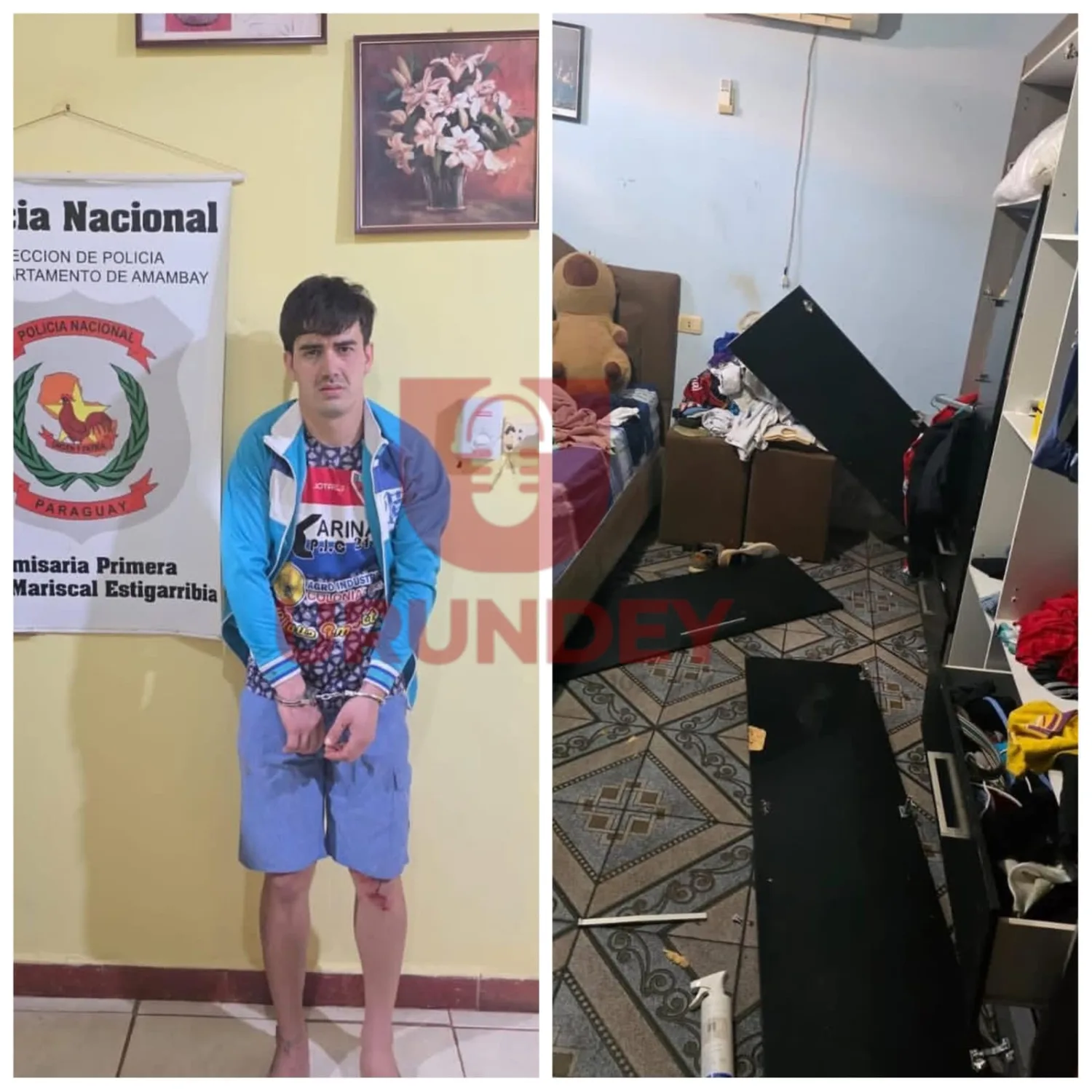Detienen a un joven tras agredir a su madre y caer de un techo en Pedro Juan Caballero
