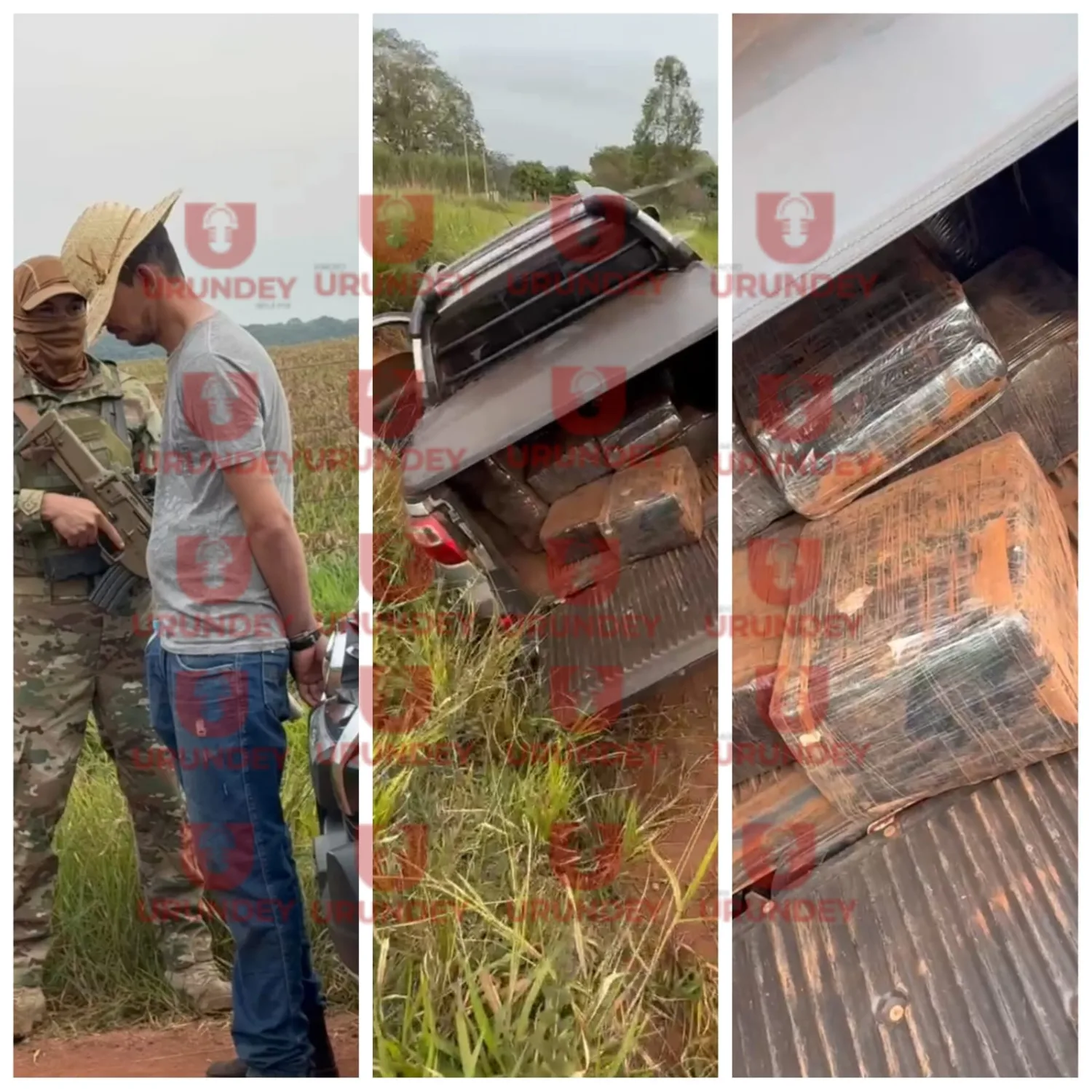 Persecución de la SENAD en Zanja Pytã termina con volcadura y decomiso de marihuana