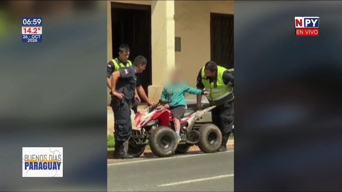 Policía interceptó a un niño de 5 años que conducía un cuaciclón sobre la Ruta PY01 en Yaguarón