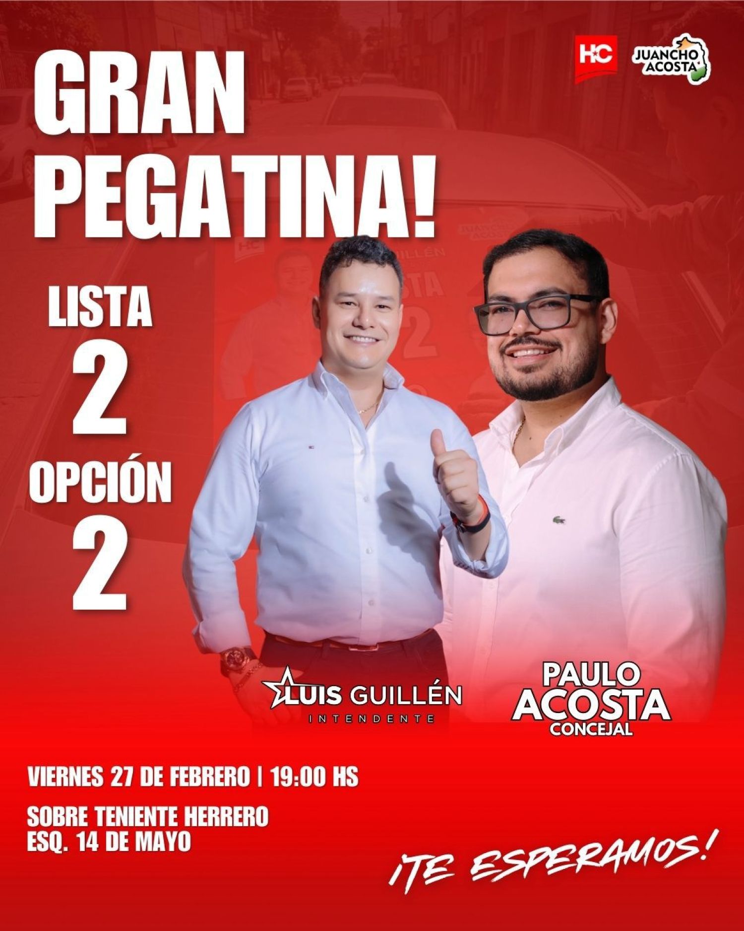 Convocan a gran pegatina en apoyo a Luis Guillén y Paulo Acosta en Pedro Juan Caballero
