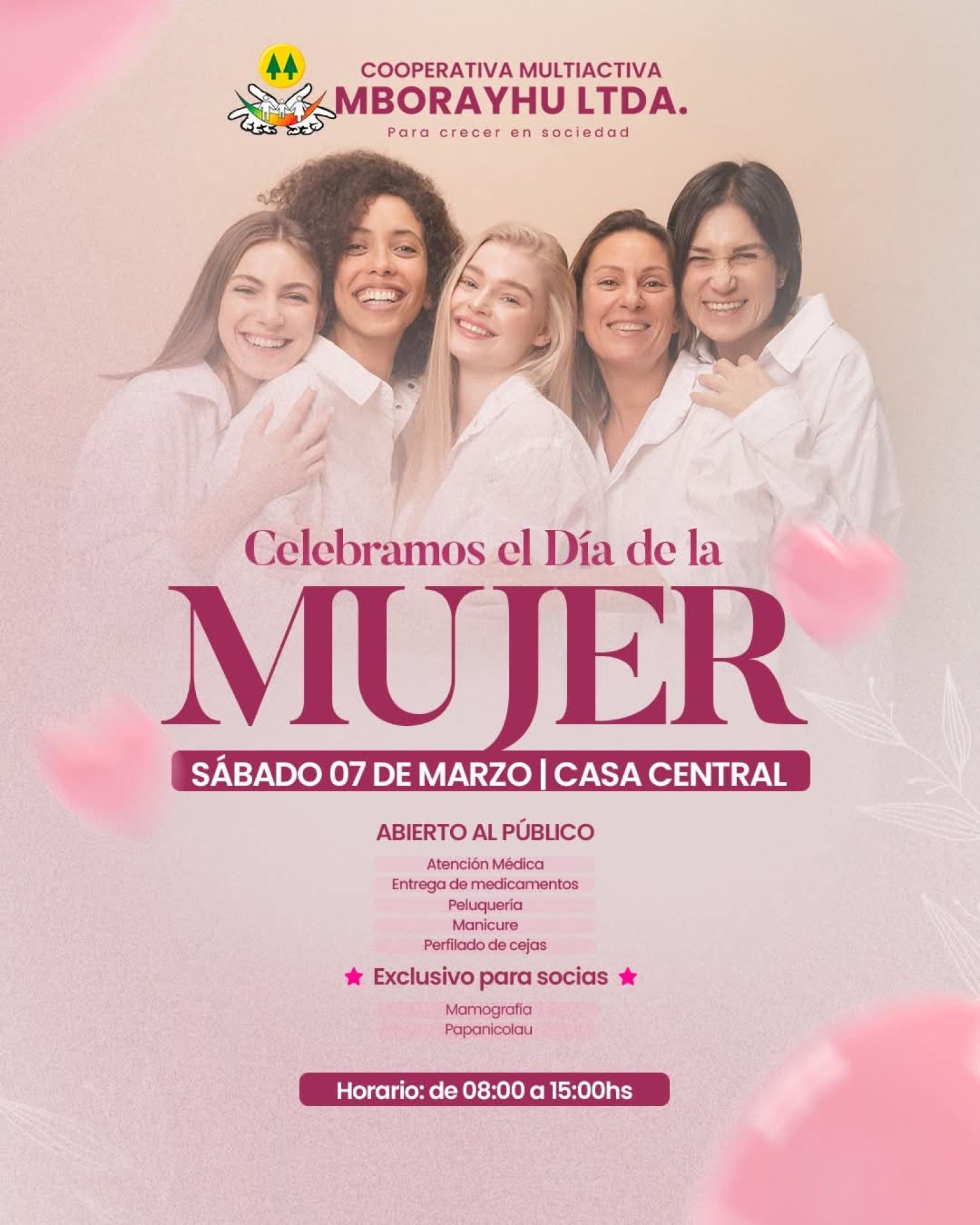 Cooperativa Mborayhu celebra el Día de la Mujer con servicios gratuitos en Pedro Juan Caballero